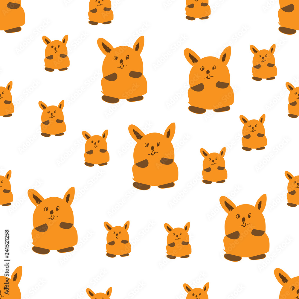 Obraz Wektorowy bezszwowy wzór z królikami. Powierzchnia do pakowania papieru, koszul, tkanin, papieru cyfrowego
