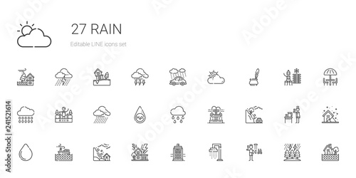 rain icons set