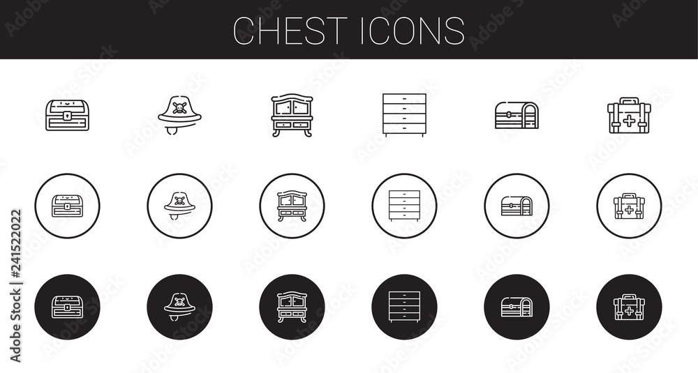 chest icons set chest icons set