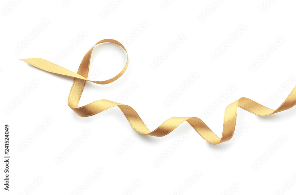 Beautiful golden ribbon on white background Beautiful golden ribbon on white background