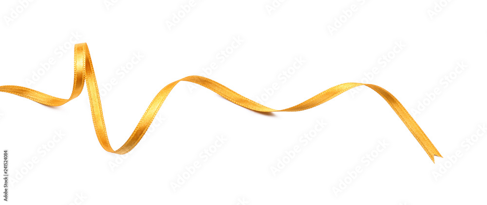 Beautiful golden ribbon on white background Beautiful golden ribbon on white background