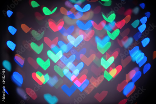Colorful heart shaped bokeh...
