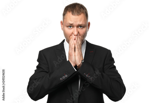 Businessman having panic at...