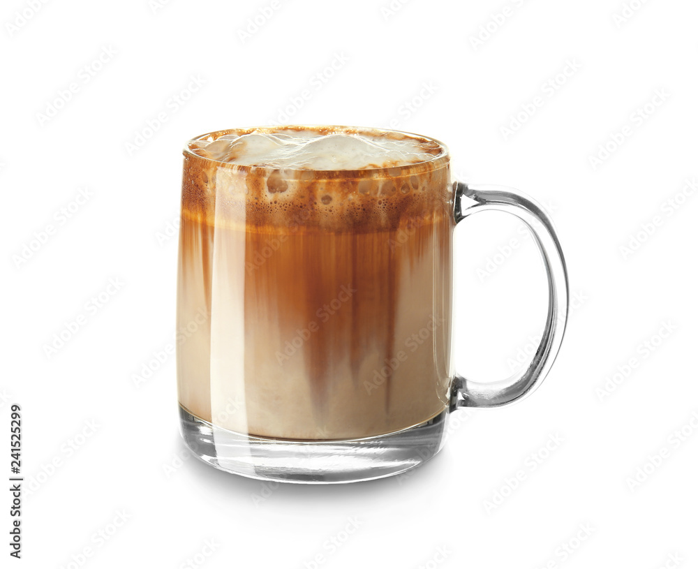 Glass cup of tasty aromatic coffee on white background Glass cup of tasty aromatic coffee on white background