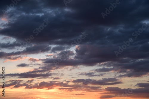 blue and orange cloud on sunset © Khathawuth