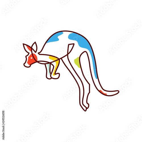 kangaroo logo vector icon illustration line outline monoline colorful photo