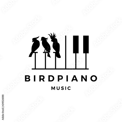 bird competition piano music course event logo vector icon illustration