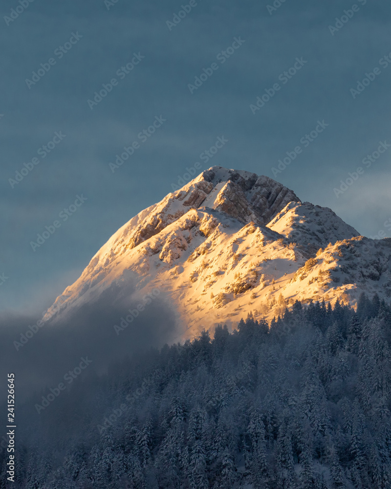 Schneebedeckter Berg in Bayern Große Arnspite
