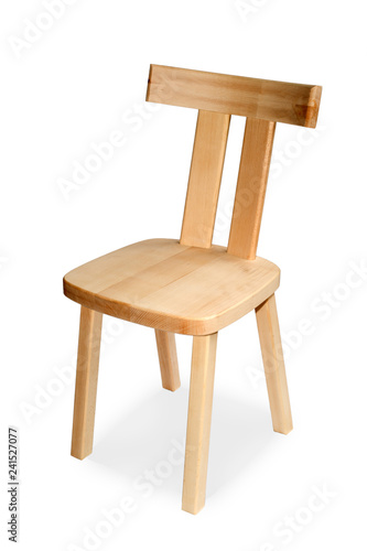 Studio Shot Of Brown Wooden Chair Isolated On White Background