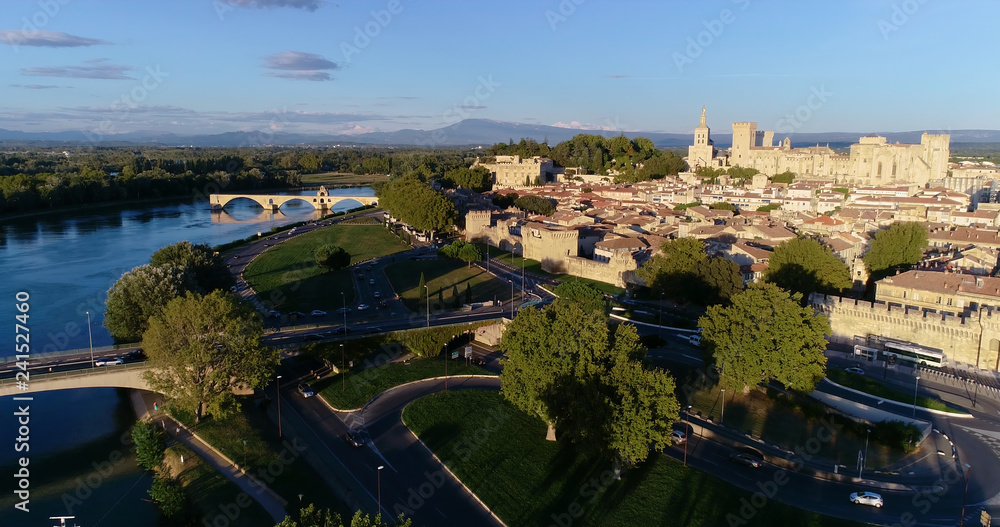 Avignon city in aerial view, France
