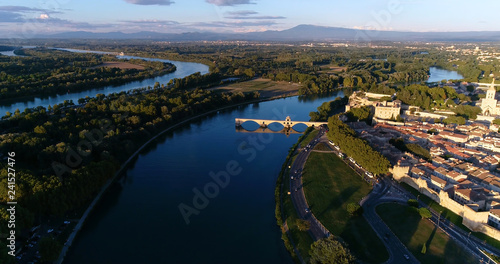 Avignon city in aerial view, France