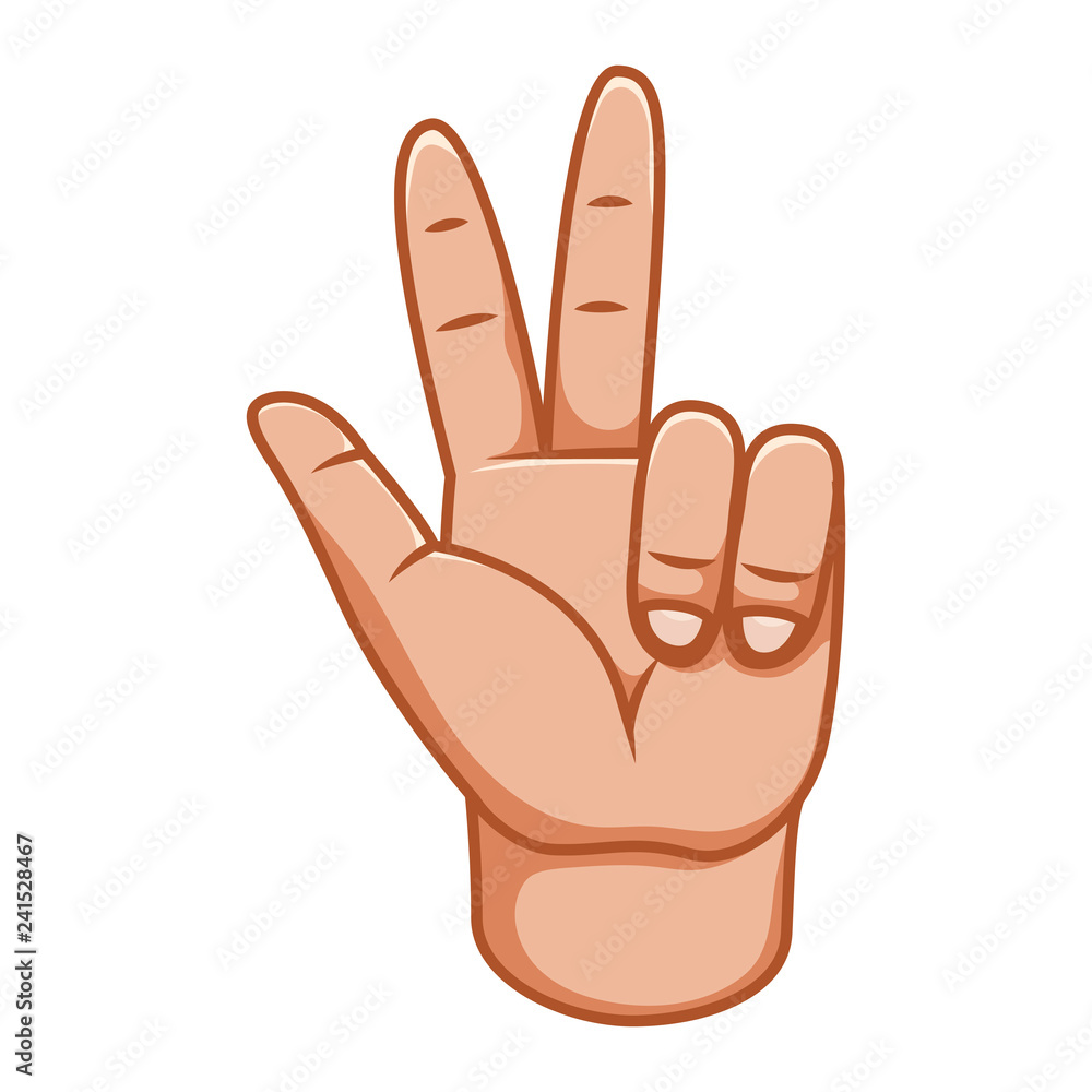 Fototapeta premium Hand gestures, great design for any purposes. Peace sign. Gesture line icon. Hand gestures illustration. Human vector gestures. White background.