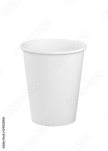 Mockup wite paper cup isolated on a white background 3d illustration.