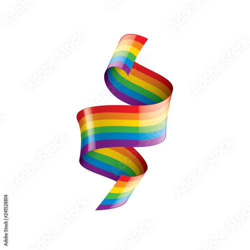 Vector a rainbow flag waving on white background