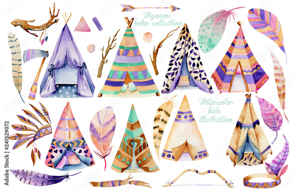 Wigwams and authentic native american elements collection Wigwams and authentic native american elements collection