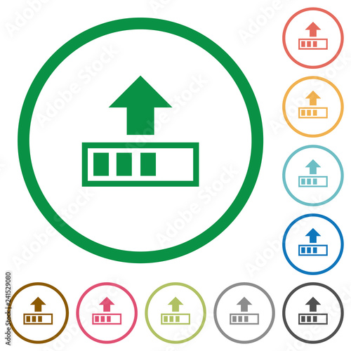 Upload in progress flat icons with outlines