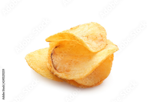 Cuadro en lienzo Tasty potato chips on white background