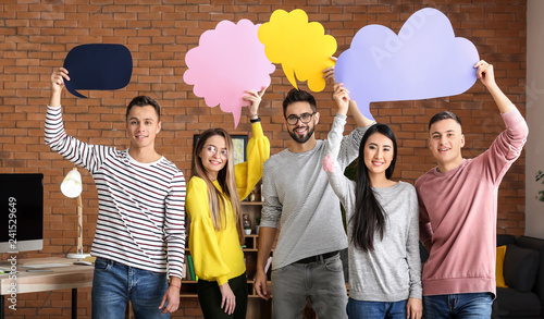 Young people with blank spe...