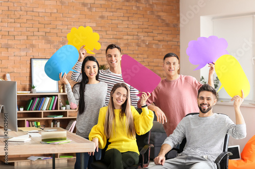 Young people with blank spe...