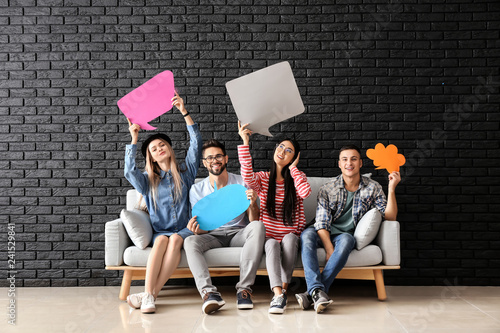 Young people with blank spe...