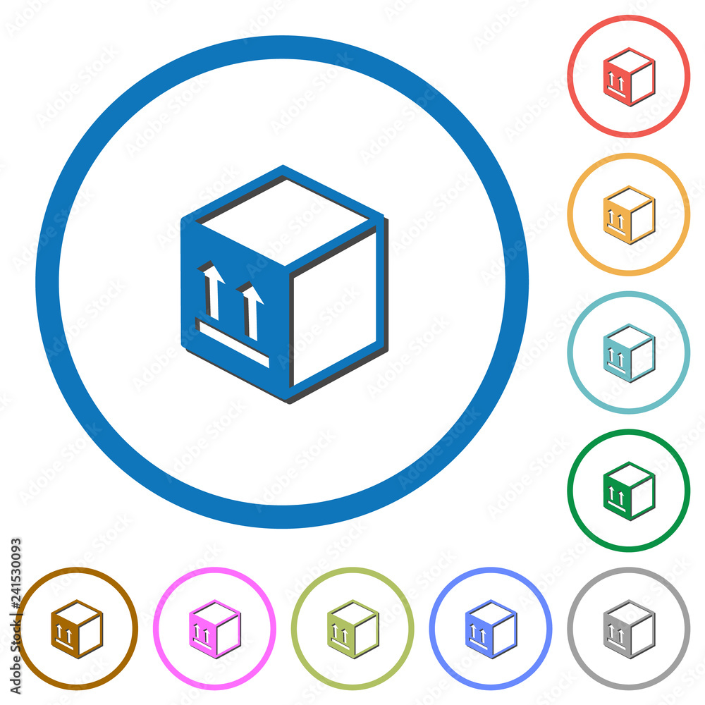 Single package icons with shadows and outlines Single package icons with shadows and outlines
