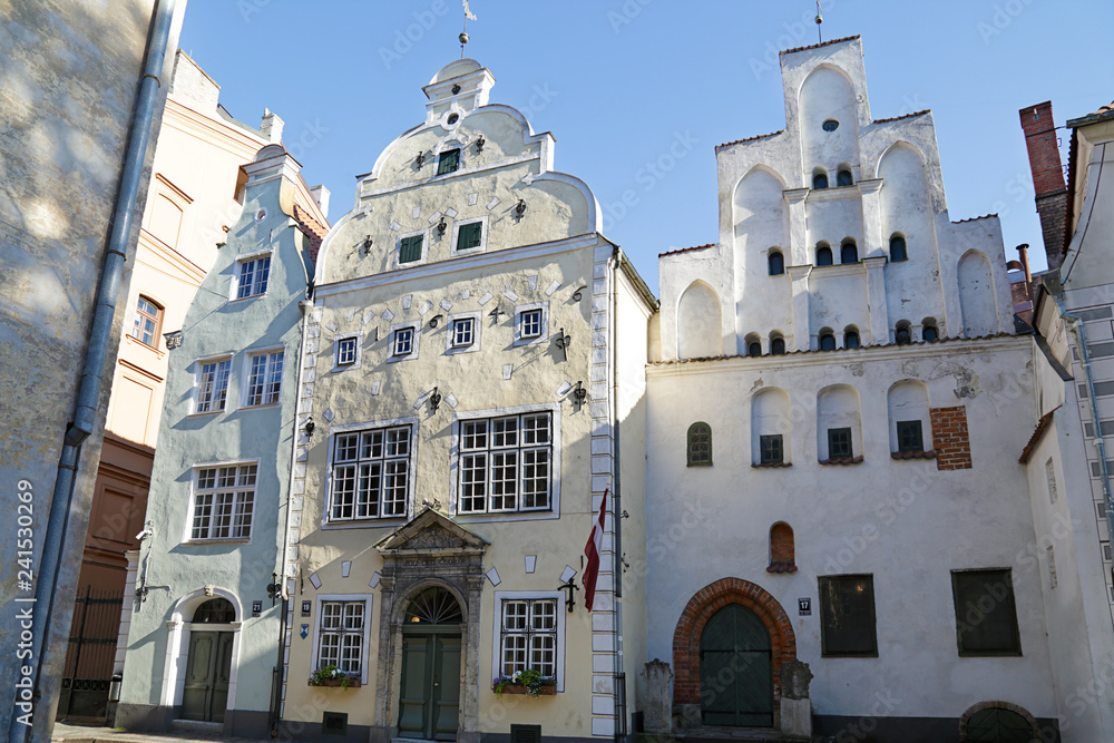 The famous Houses of the three brothers in Riga, Latvia