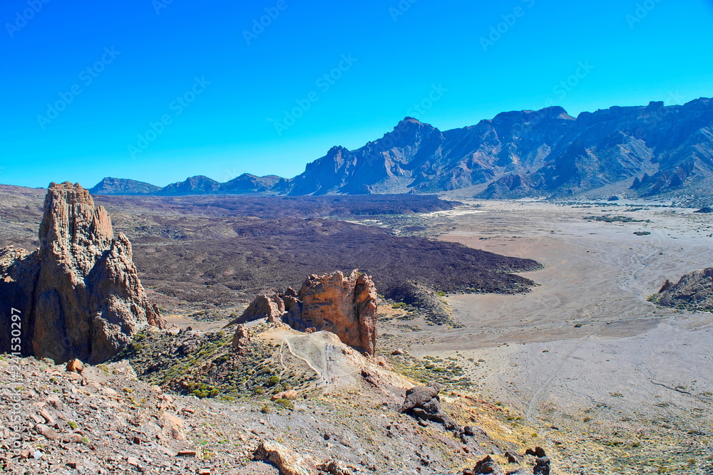 Volcanic landscape of the volcano Teide Valley on Tenerife Canary Islands Spain 