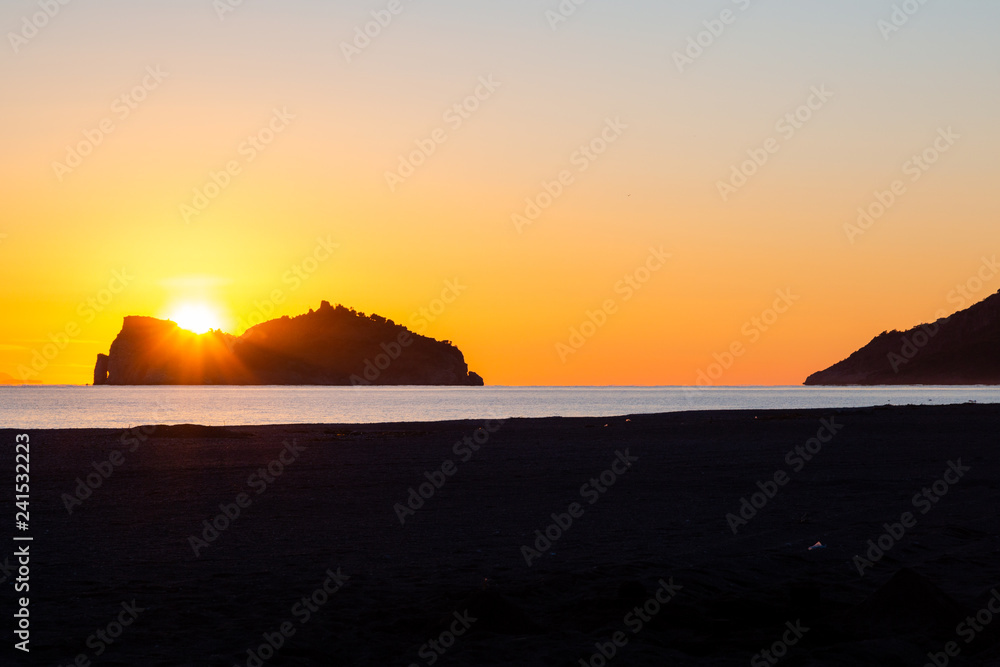 Sunset in West Turkish coast in Sarigerme village area
