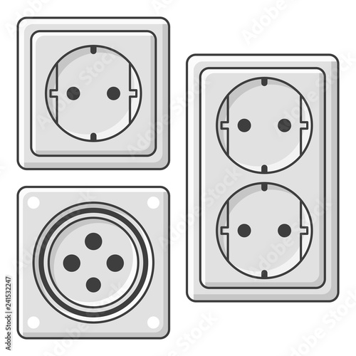 A set of sockets. Vector illustration on white background