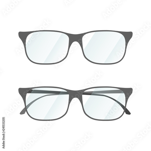 Modern rim glasses with glossy glass on white