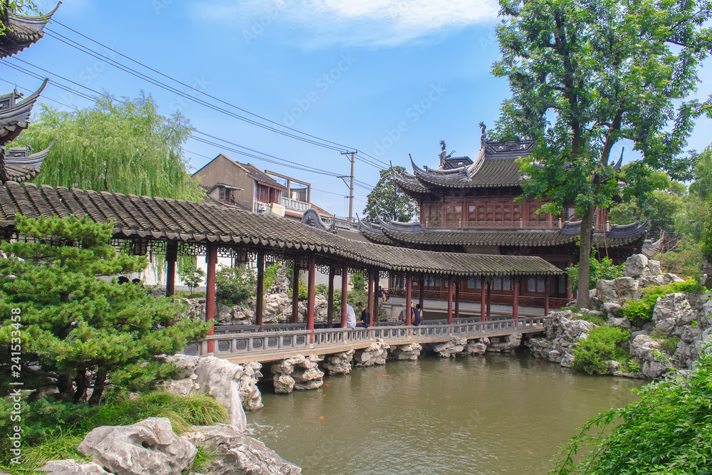 Traditional pavilions in Yuyuan Garden (Garden of Happiness) Shanghai, China