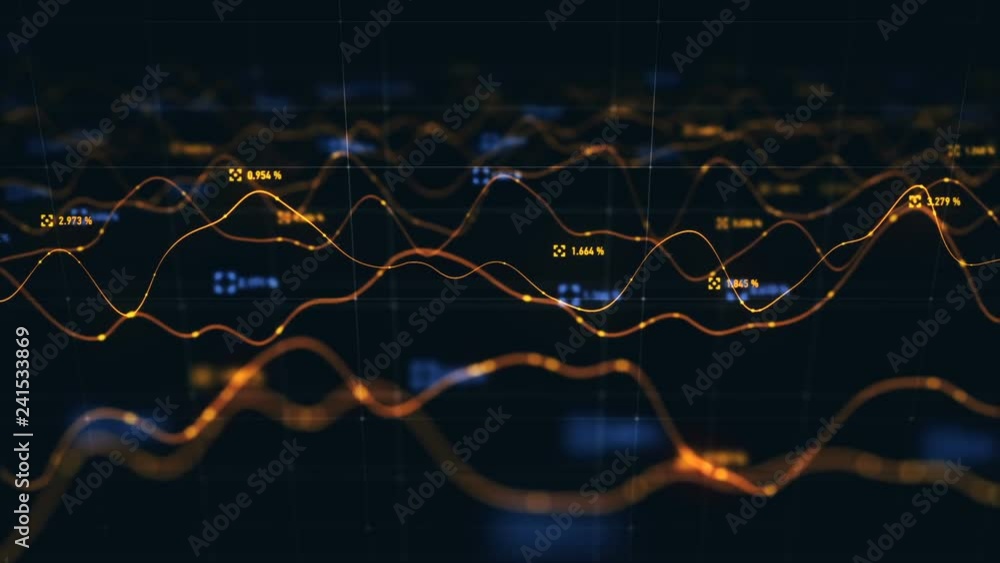 Animation growth of abstract charts with changing values of check points on dark background. Animation of seamless loop. Animation growth of abstract charts with changing values of check points on dark background. Animation of seamless loop.