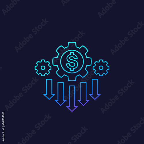 cost reduction strategy icon, linear