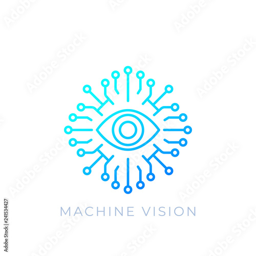Machine vision, AI concept, vector line icon