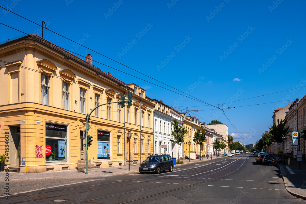 Potsdam, Germany - Panoramic view of the Charlottenstrasse street in the historic quarter of Potsdam.