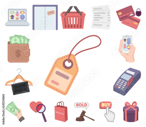 E-commerce, Purchase and sale cartoon icons in set collection for design. Trade and finance vector symbol stock web illustration.