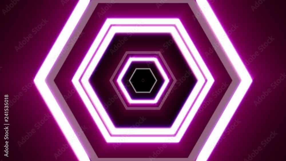 Abstract geometric hexagon light tunnel animation. 4K backdrop seamless loop footage. Abstract geometric hexagon light tunnel animation. 4K backdrop seamless loop footage.