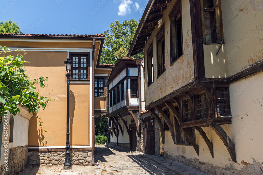 Houses of the nineteenth century in old town of city of Plovdiv, Bulgaria