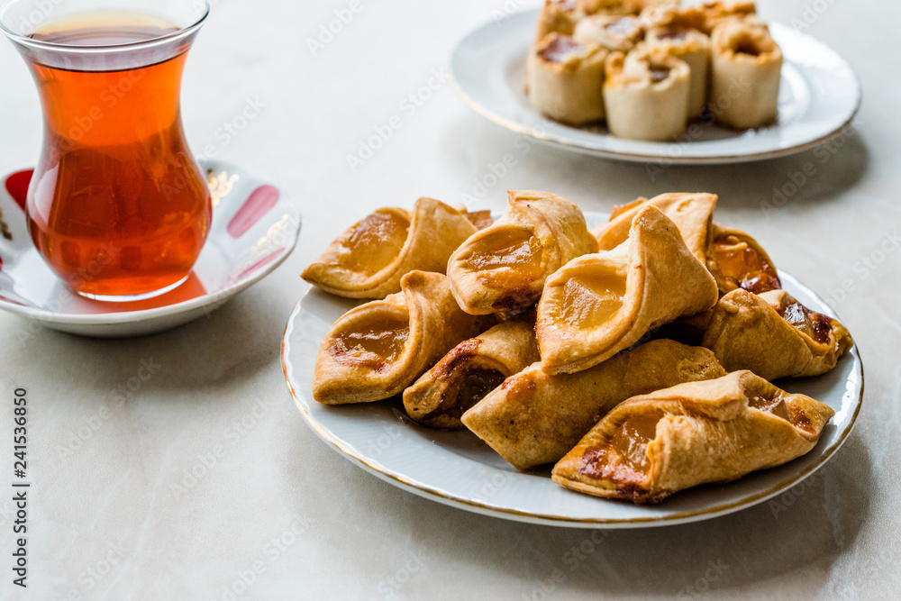 Homemade Turkish Delight Cookies with Traditional Tea / Biscuits.