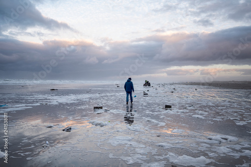 Containers over board on island Terschelling the Netherlands photo