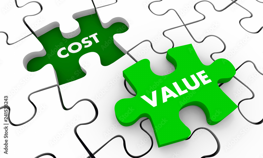 Value Vs Cost Return on Investment ROI Puzzle Piece Hole 3d Illustration Value Vs Cost Return on Investment ROI Puzzle Piece Hole 3d Illustration