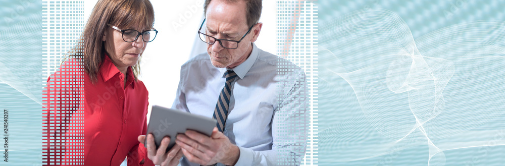 Business people using tablet. panoramic banner Business people using tablet. panoramic banner