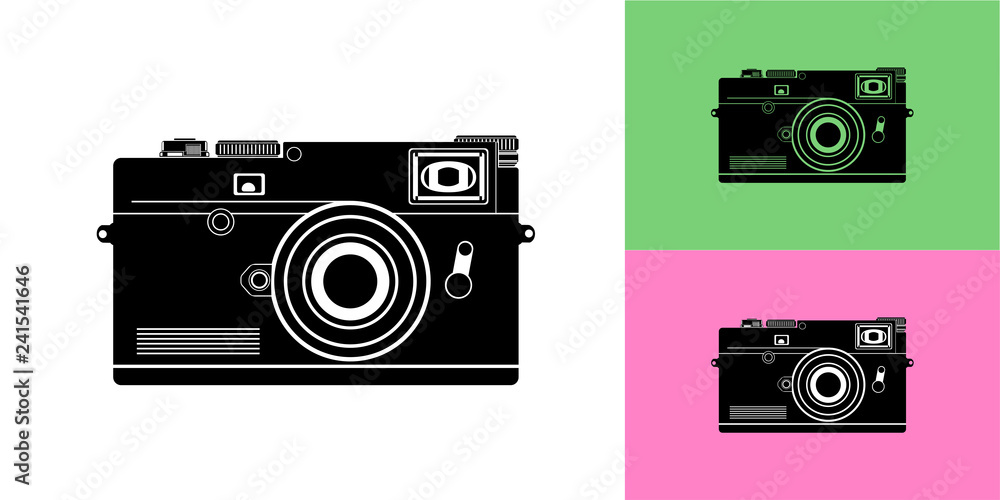Icon of the camera in black on a white background with a substrate made in the vector Icon of the camera in black on a white background with a substrate made in the vector