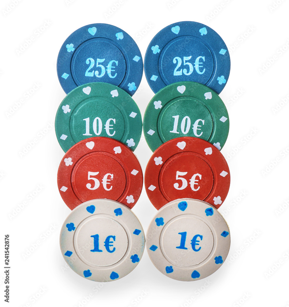 Chips for poker game on white background Chips for poker game on white background