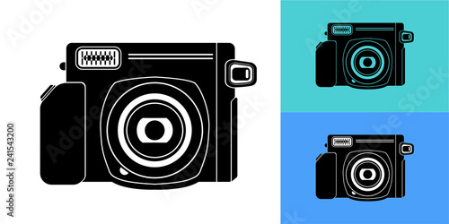 The camera icon in black on a white background with a substrate made in the vector more in the description