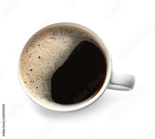 Cup of hot coffee on white background © Pixel-Shot