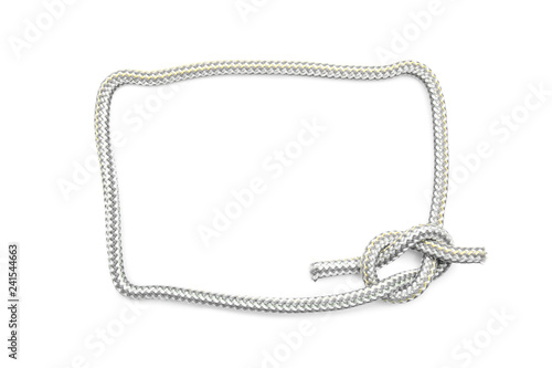 Frame made of rope on white background