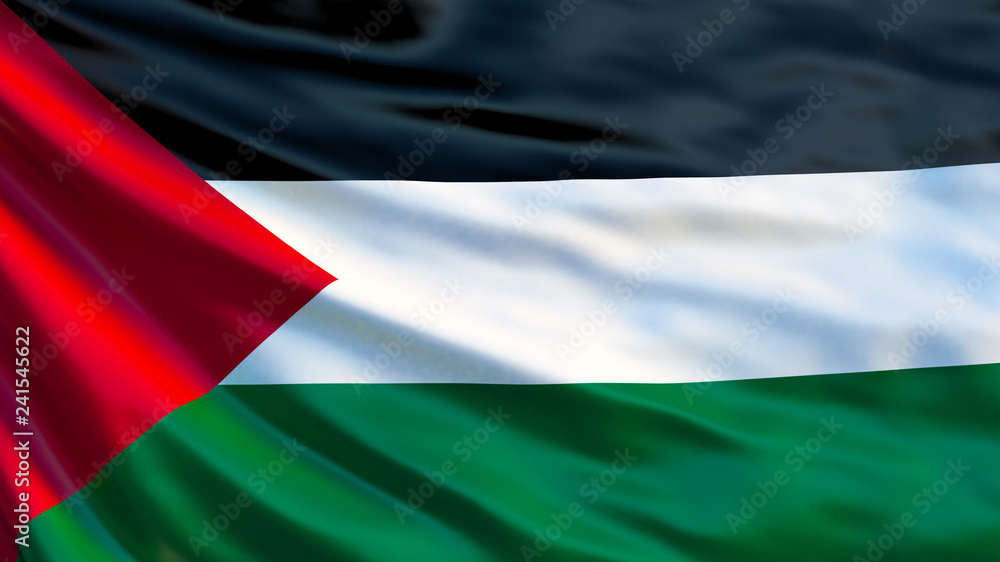 Fototapeta premium Palestine flag. Waving flag of Palestine 3d illustration