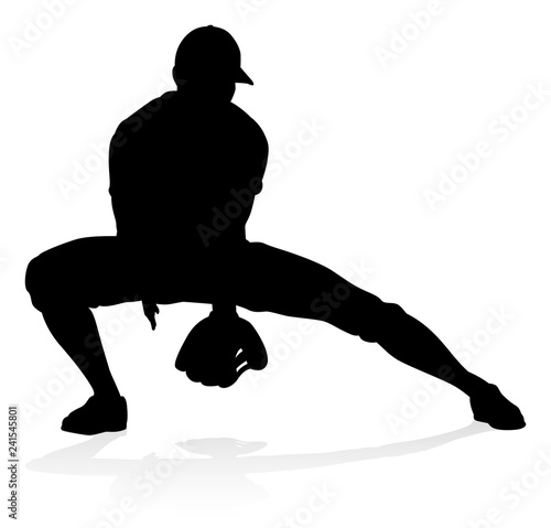Baseball player in sports pose detailed silhouette