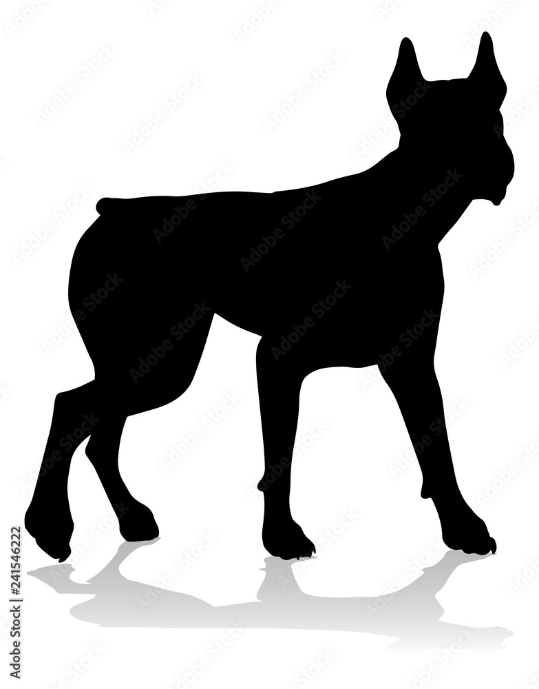 A detailed animal silhouette of a pet dog